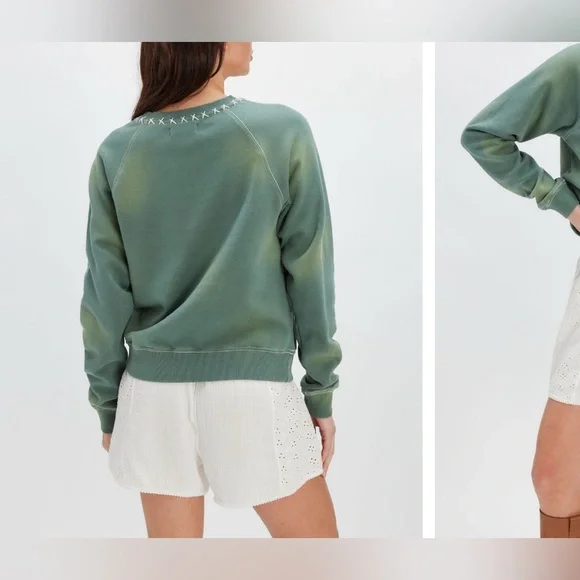 NWT Free People Butterfly Sweatshirt - Duck Green Combo - XS - Picture 3 of 10
